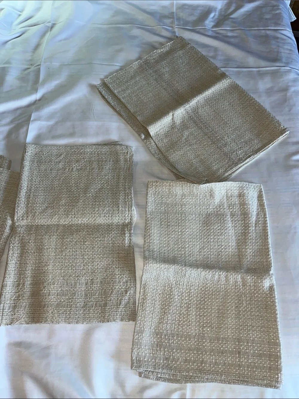Cream Waffle Texture Linen Kitchen Dining Cloths